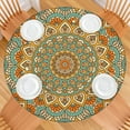 thumbnail image 2 of Mandala Tablecloth Nature Inspired Psychedelic Design Waterproof Round Cover with Elastic Edges and Back for Spiritual Room, 2 of 7