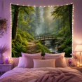 thumbnail image 2 of Wooden Bridge in a Misty Forest With Sunlight Filtering Through Trees, Serene Rustic for Nature Lovers, Forest Wall Art Print, Housewarming Gift, Tapestry Wall Hanging for Bedroom and Living Room, 2 of 7