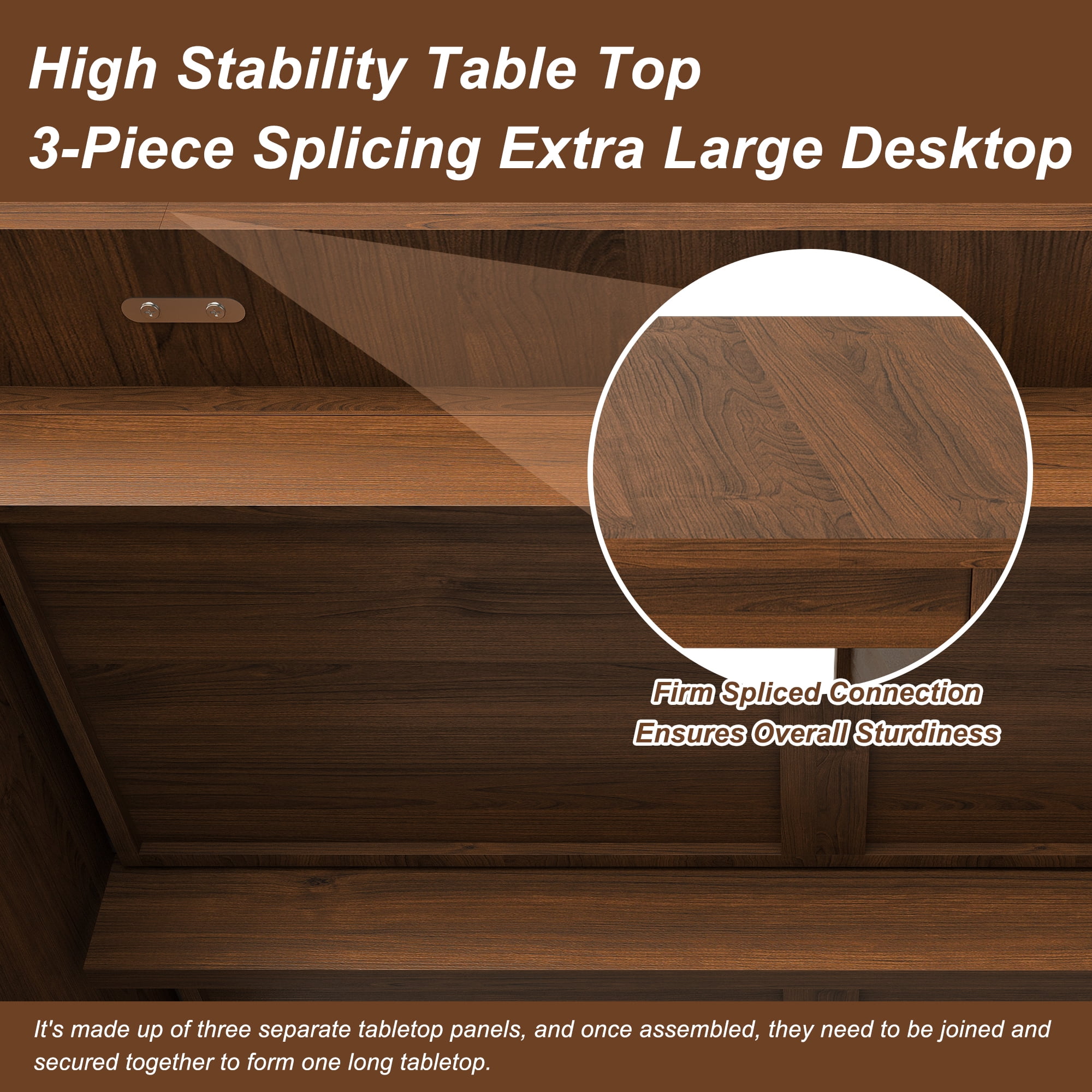 70.87in Dining Table with Drawers & Open Storage, for 4-6 People, MDF Walnut Finish, 3-Panel Wood Look Tabletop Modern Kitchen Table for Dining Room