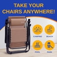 thumbnail image 5 of SereneLife SereneLifeHome Zero Gravity Lounge Chair, One Size, Cream, 5 of 5