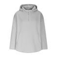 thumbnail image 4 of Womens Fashion Half Zip Pullover Hoodies Oversized Fit Comfy Fleece Lined Cotton Plain Hooded Sweatshirt Tops (L, Gray), 4 of 7