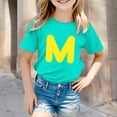 thumbnail image 2 of Zhuashum Hauts pour Filles 5-6 Ans Manches Courtes Col Rond T-Shirts Graphiques Quotidiens Printemps Été Ample Vert Menthe, 2 of 4
