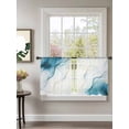 thumbnail image 2 of Blue Water Ripple Sheer Curtains 45 inches Long, Vintage Abstract Modern Classic Light Filtering Sheer Window Curtains Rod Pocket Voile Drapes for Bedroom Living Room, 52"W x 45"L 2 Panels, 2 of 7