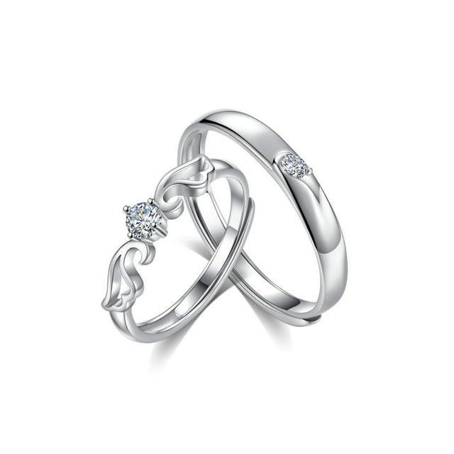 Anillos ajustables para pareja con ilusiones de amor en plata 925