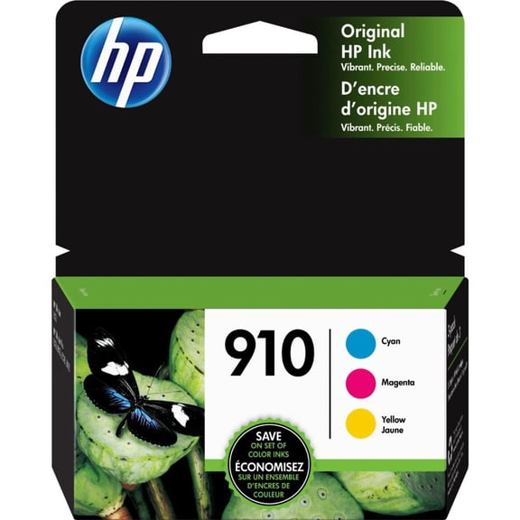 HP 910 3-pack Cyan/Magenta/Yellow Original Ink Cartridges, Per cartridge: ~315