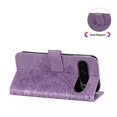 thumbnail image 5 of For Google Pixel 9 Pro 6.3" Seven Petal Flower Embossed Strong Magnetic Attachment/Closure, Card Slots/Pocket, PU Leather Flip Wallet Case With Hanging Rope,Purple,For Google Pixel 9 Pro, 5 of 8