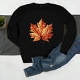 thumbnail image 6 of Yteetum Women's Oversize Sweatshirts Thanksgiving Maple Leaf Pinted Crewneck Hoodless Sweatshirt Tops Womens Casual Graphic Print Round Neck Loose Fits Long Sleeve Sweatshirts Fall Outfits, 6 of 6