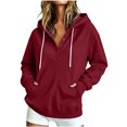 thumbnail image 3 of Hoodies for Women Casual Button Sweatshirt Oversized Fall Clothes Fleece lined, Hooded,Cozy Trendy Pullover Hoodies,Sweatshirts with Pockets For Fall & Winter,Cozy Sweaters， jackets, 3 of 7