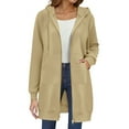 thumbnail image 5 of Efsteb Long Hoodies for Women Coats Long Sleeve Zipper Thin Fleece Sweatshirts Oversized Fall Fleece Jacket Coat with Pockets (Beige,XXL), 5 of 9