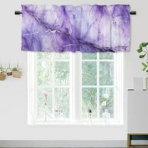 Purple Marble Curtain Valance for Kitchen Modern Abstract Texture Luxury Cracked Stone Window Valance for Living Room Bedroom, Kitchen Valance Rod Pocket Window Curtain 54 by 18 in, 1 Panel