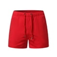 thumbnail image 2 of IROINNID Athletic Shorts for Men Summer Outdoors Pockless Solid Color Zipper Drawstring Sport Shorts Pants,Red, 2 of 4