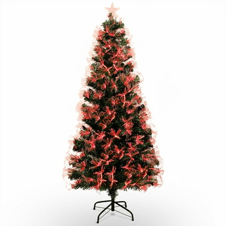 BELLEZE 7FT Prelit Fiber Fiber Optic & Multicolor LED Lights Artificial Christmas Tree with