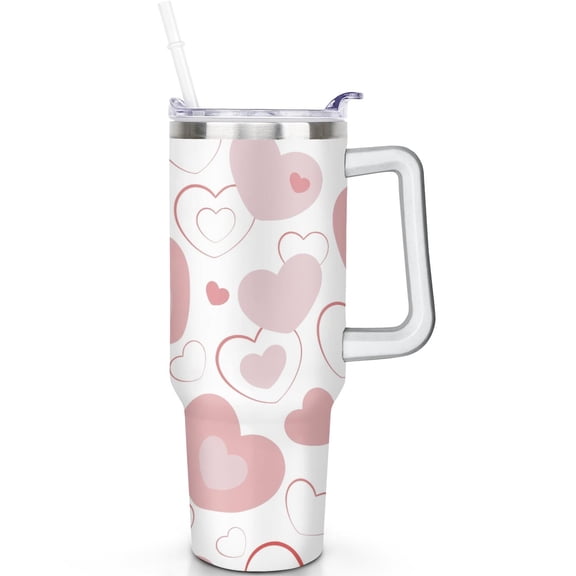 Valentine's Day 40 oz Tumbler Office Use Handle Spill Proof Lid 40 oz Valentine's Day Theme Tumbler Double Insulated Travel Tumbler Must Have