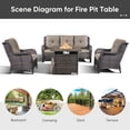 thumbnail image 5 of PARKWELL 4-Piece Outdoor Patio Furniture Set 5-Seat High Back Conversation Set with 30" Fire Pit Table and Deep Seat Wicker Chairs for Patio Garden Deck,Brown Wicker Gray Cushions, 5 of 8