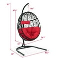 thumbnail image 3 of Costway Hammock Chair with Stand Hanging Cushioned Swing Egg Chair for Indoor Red, 3 of 12