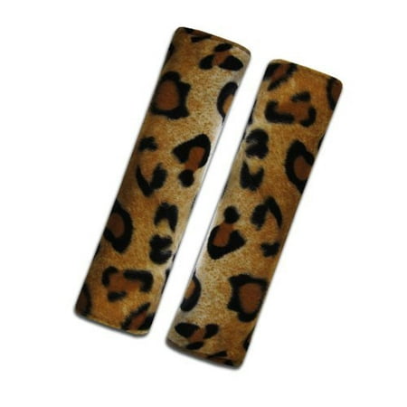 Set of Two Seat Belt Pads: - Leopard Tan