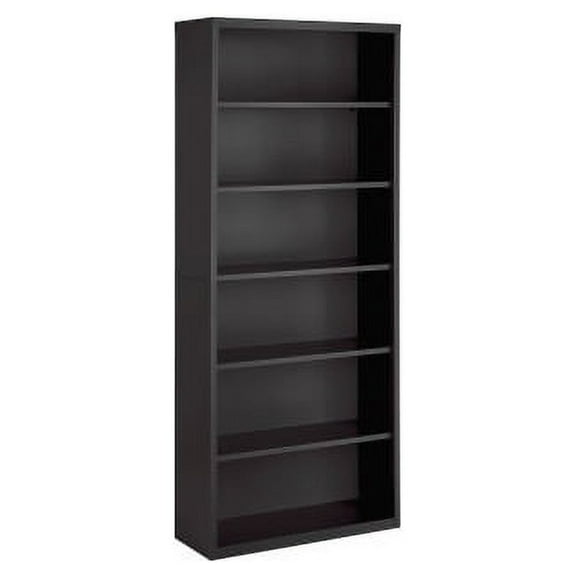 Lorell Fortress Series Charcoal Bookcase 34.5" x 13" x 82" - 6 Shelve(s) - Material: Steel - Finish: Charcoal, Powder Coated