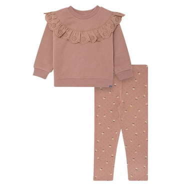 Modern Moments by Gerber Toddler Girl Eyelet Ruffle Sweatshirt Tunic and Legging Set, Sizes 12M-5T