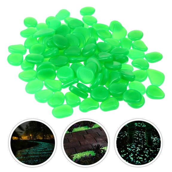 LIFKOME Green Luminous Aquarium Stones for Fish Tank Decoration 100Pcs Synthetic Material Glow in Dark Pebbles