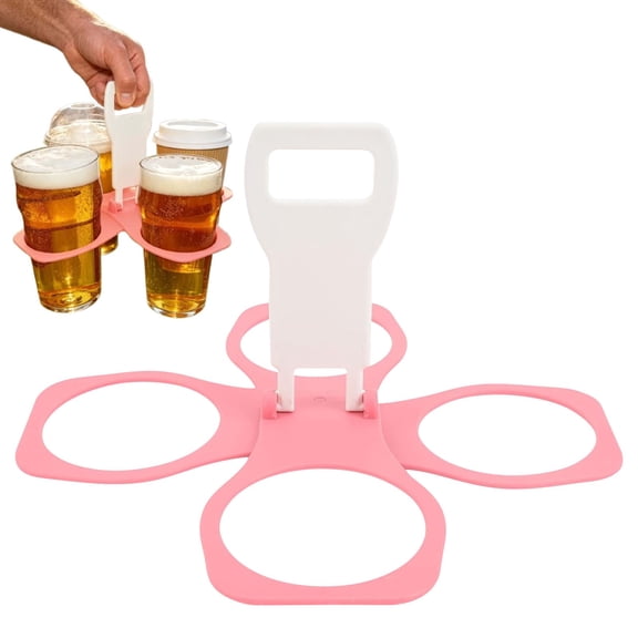 1PC Foldable Cup Carrier, Reusable Pocket‑Size Beverage Holder for Takeout Coffee, Soda and Beer, Sturdy Portable Cup Caddy for Sports Events and Festivals, Holds 4 Cups