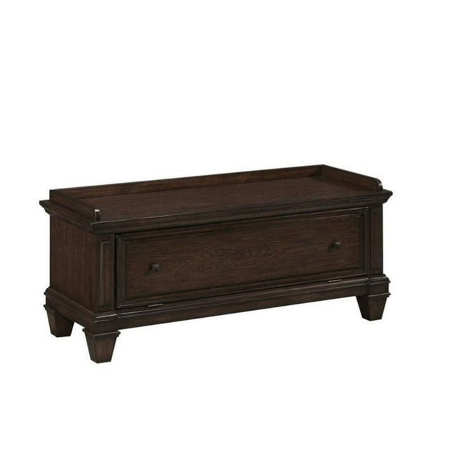 Home Styles Prairie Home Upholstered Bench in Black Oak