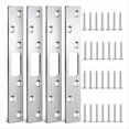 thumbnail image 1 of 4 Pcs 6 Inch Door Strike Plate Security Latch Strike Stainless Steel Door Reinforcement Plate with Screws for Deadbolt, 1 of 7