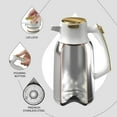 thumbnail image 4 of IDEUS Thermal Coffee Carafe 68oz (2,000ml), Stainless Steel Double Wall Insulated Vacuum Flask, Water Jug Coffee Server and Beverage Dispenser, Heat and Cold Retention (White-Gold, 68oz (2,000ml)), 4 of 7