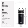 thumbnail image 3 of Hydro Flask - Boca ancha con tapa flexible para sorbos – Botella de agua aislada para viaje, taza de café, vaso de 16 onzas, 3 of 6