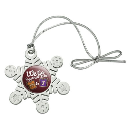 Peanut Butter and Jelly Together PB&J Best Friends Metal Snowflake Christmas Tree Holiday