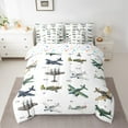 thumbnail image 2 of Manfei Boys Airplane Bedding Comforter Set 7pcs, Plane Aircraft Full Bedding Set, Transportation Theme Fitted Sheet Flat Sheet, Luxury Bedroom Decor, 2 of 8
