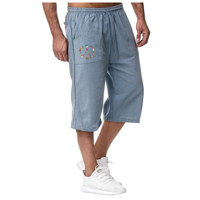 VBARHMQRT Fringe Pants Jogging in Spring and Summer Relaxing and Relaxing Beach Vacation Nine Point Sweatpants