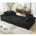 thumbnail image 3 of 114" Sleeper Sofa,U Shaped Sofa, Pull Out Bed, Convertible Oversize 2 in 1 Sleeper Sofa, Living Room, Upholstery Sofa Bed, Adjustable Sleeper Sofa, Corduroy (Black), 3 of 11