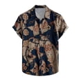 thumbnail image 4 of IWRICH Men's Casual Hawaiian Floral Shirts Short Sleeve Button down Tropical Shirts Beach Summer Shirts Navy L, 4 of 4