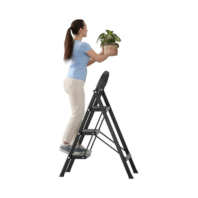 TidBay Step Ladder, 3 Step Ladder Folding Step Stool, Multi-Purpose Collapsible Ladder for Home or RV Outdoor Work, Heavy Duty 330 lbs Load