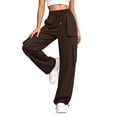 thumbnail image 6 of Costeam Womens Lightweight Quick Dry Cargo Jogger Pants Solid Color Multiple Functional Pockets Adjustable Drawstring Elastic High Waist Tapered Ankle Casual Athletic Long Trousers, 6 of 8