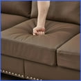 thumbnail image 3 of 59.5" Modern Classic Imitation Leather Loveseat – Brown Upholstery with Nail Trim, Removable Covers & Storage for Living Room, 3 of 10