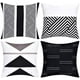 thumbnail image 1 of Juego de 4 fundas de almohada con diseño geométrico moderno para cama, sofá, oficina, decoración, 18 × 18 pulgadas, blanco y negro, 1 of 8