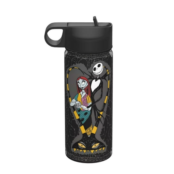 The Nightmare Before Christmas 18oz Insulated Sports Water Bottle, Stainless Steel Tumbler With Straw Cap
