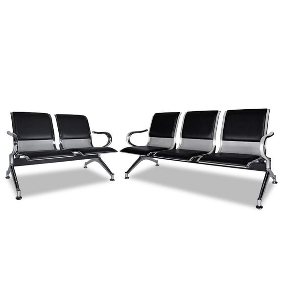 Kinsuite 5-Seat Waiting Room Reception Chair with Arms Office Guest Chairs & Reception Chairs PU Leather for Airport Office Bank Hospital Seat Bench