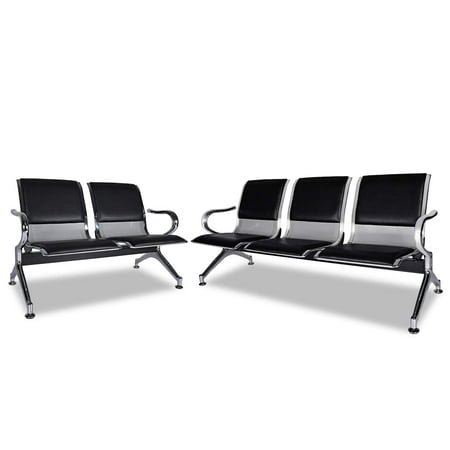 Kinsuite 5-Seat Waiting Room Reception Chair with Arms Office Guest Chairs & Reception Chairs PU Leather for Airport Office Bank Hospital Seat Bench