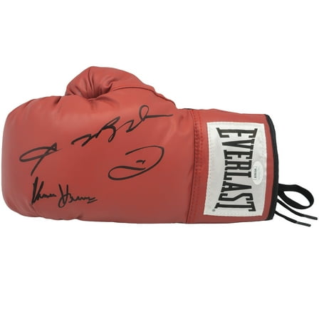 Sugar Ray Leonard & Thomas "Hitman" Hearns Autographed Red Everlast Boxing Glove LH JSA 238353
