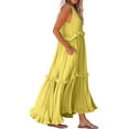thumbnail image 6 of IUZSOKIL Womens Summer Sleeveless Dress Halter Tie Back Loose Built in Bra Dress Flowy Ruffle Tiered Maxi Dress Beach Swing Long Dresses Sundress Yellow L, 6 of 8
