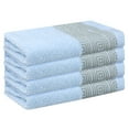 thumbnail image 1 of Juego de toallas de mano con patrones geométricos REGALWOVEN, toallas de baño de algodón, toallas de cara de bajo pelaje para baño, hotel, spa 13" x 13" azul 4 piezas, 1 of 7