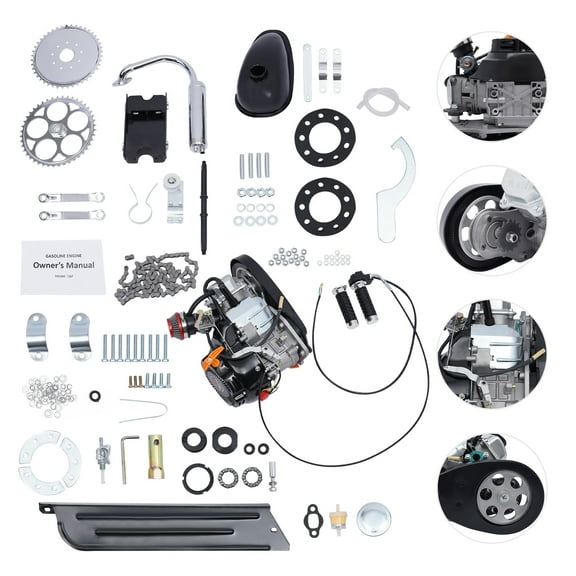 2-Stroke Bicycle Engine Kit, 100cc, 3.5HP, 3600RPM, 0.52 Gal Fuel Tank, Quiet Performance, Economical Engine for Fast Riding and Easy Bicycle Conversion