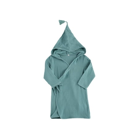 

Binpure Long-sleeved Bubble Cotton Bath Robe Solid Color Lace Hooded Bathrobe