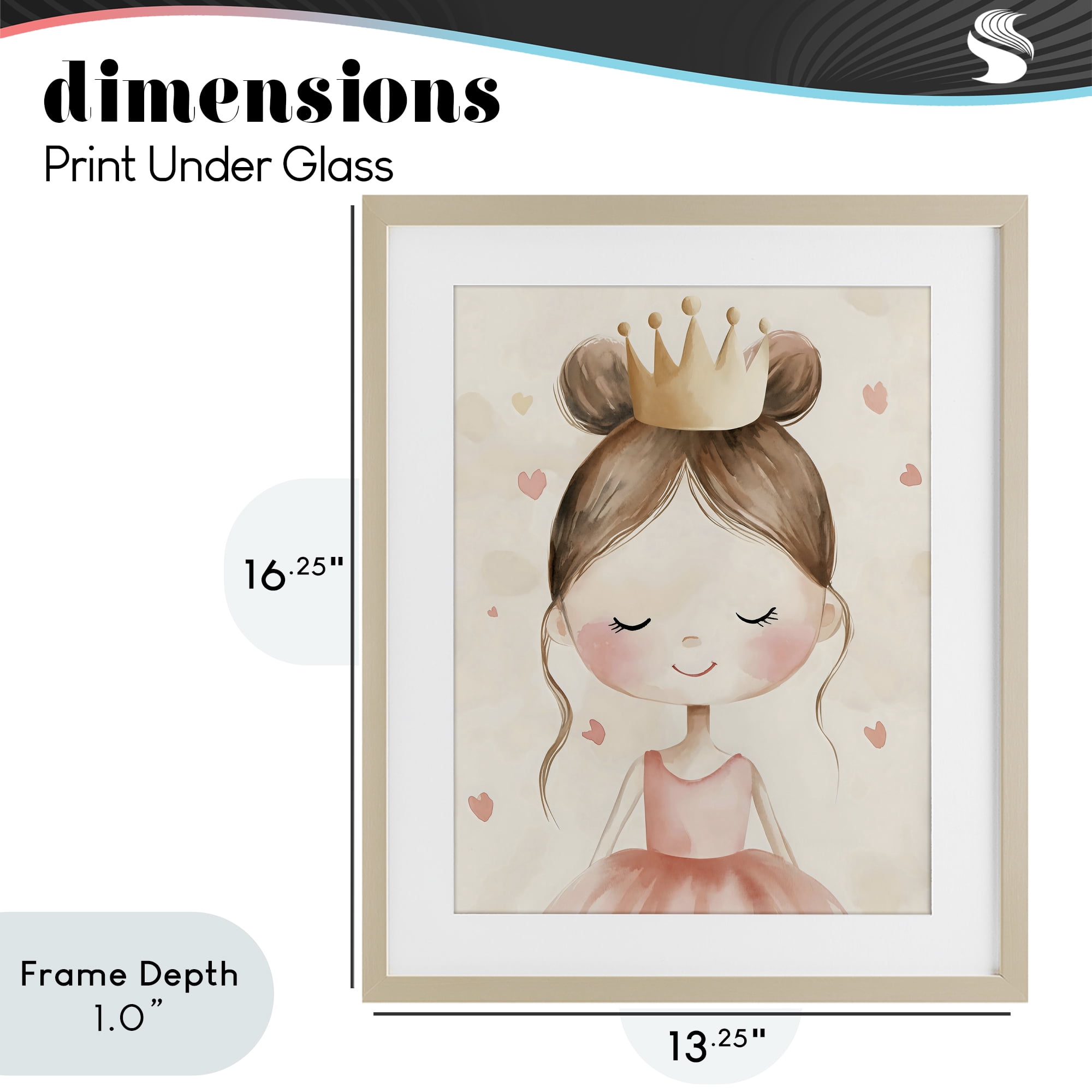 Stupell Industries Pink Ballerina in Crown Birch Framed Print Under Glass, design by Creative Studio