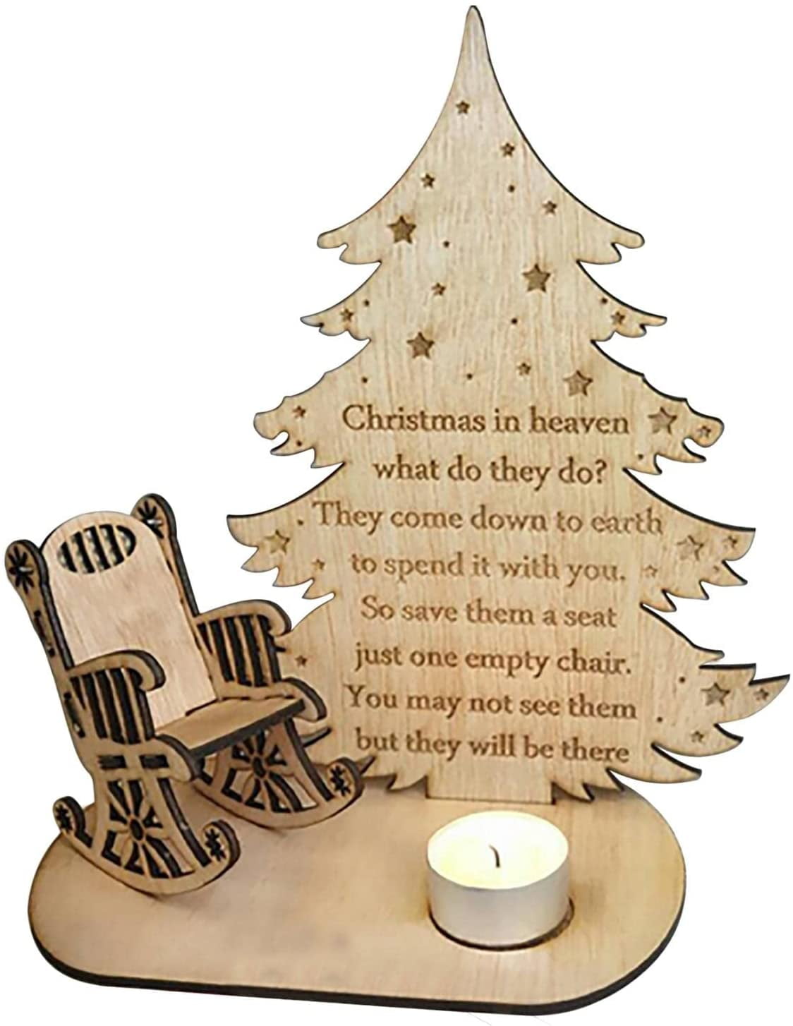 Christmas Memorial Candle Decorative Wooden Candle Holder to Remember