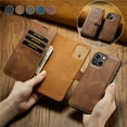 thumbnail image 3 of For iPhone 13 DG.MING Crazy Horse Texture Detachable Magnetic Leather Phone Case,Brown,For iPhone 13, 3 of 9
