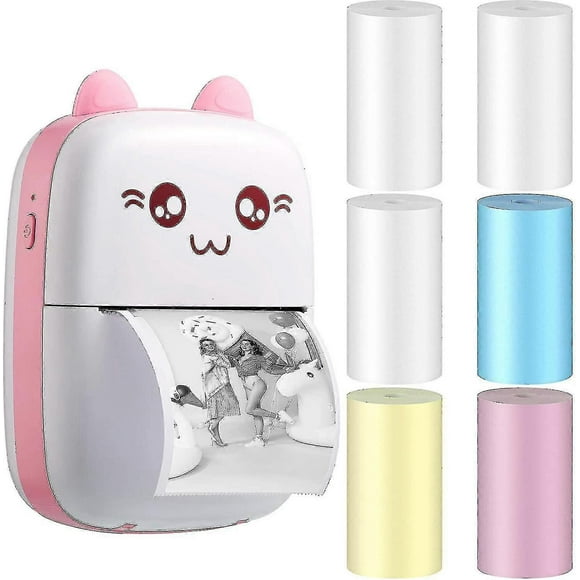 Mini Thermal Photo Printer Pocket Portable Printer Wireless Pos Thermal Printer Image Picture Printer Memo Label Receipt Paper Thermal Printer With 6