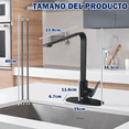 thumbnail image 3 of Llave Mezcladora Para Fregadero Grifo Monomando Cocina Lab.G, Color Negro, 3 of 5